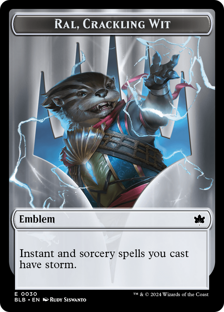 Emblem - Ral, Crackling Wit [Bloomburrow Tokens] | Enigma On Main