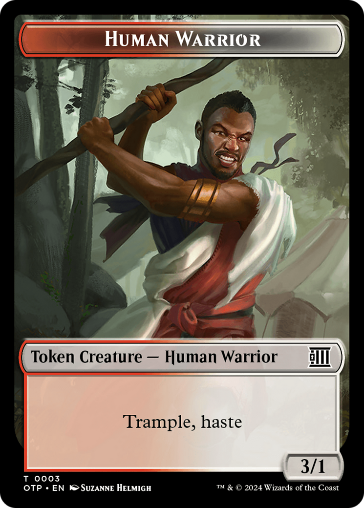 Treasure // Human Warrior Double-Sided Token [Outlaws of Thunder Junction Tokens] | Enigma On Main