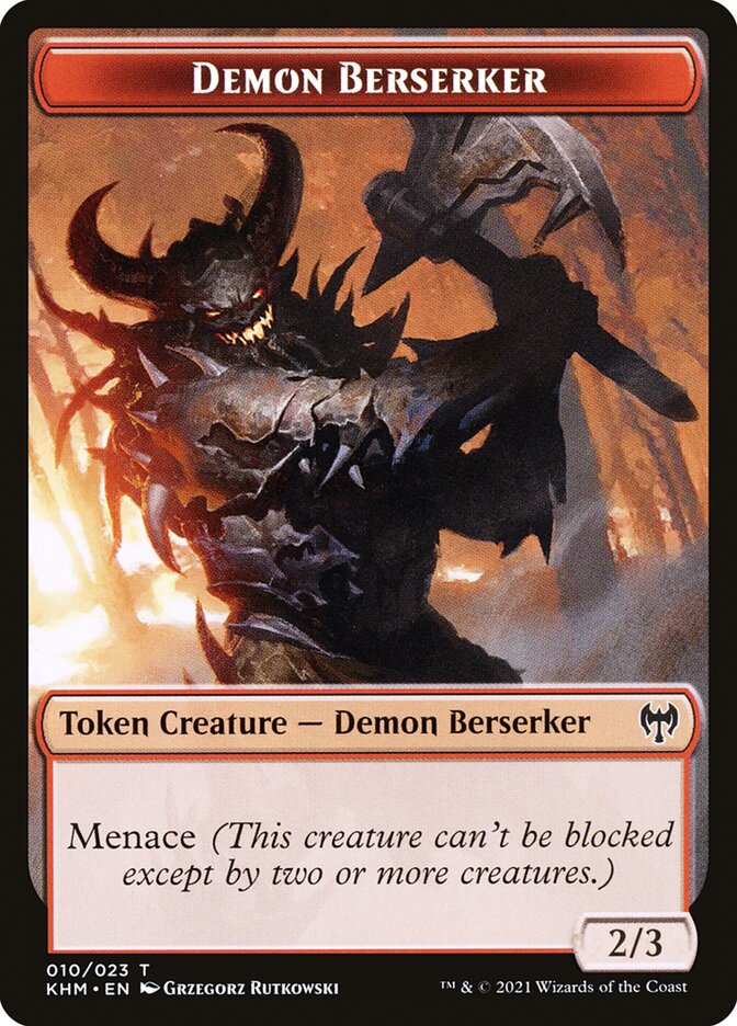 Dwarf Berserker // Demon Berserker Double-Sided Token [Kaldheim Tokens] | Enigma On Main