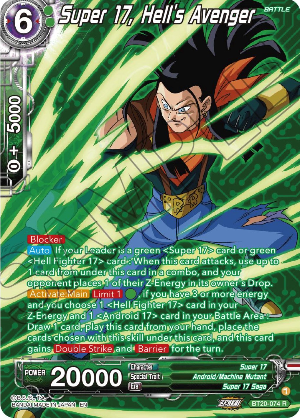 Super 17, Hell's Avenger (Silver Foil) (BT20-074) [Power Absorbed] | Enigma On Main
