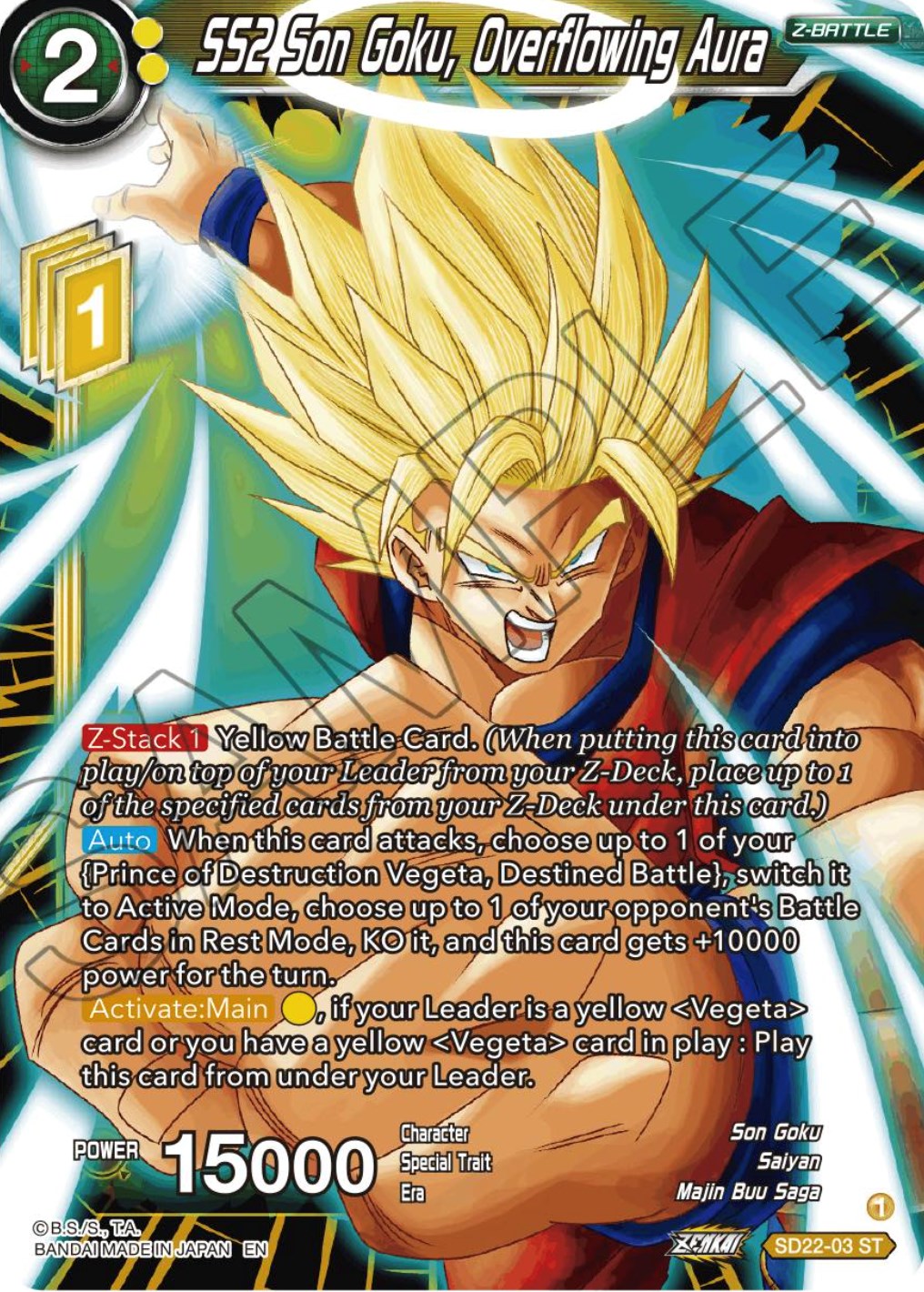 SS2 Son Goku, Overflowing Aura (Starter Deck Exclusive) (SD22-03) [Power Absorbed] | Enigma On Main