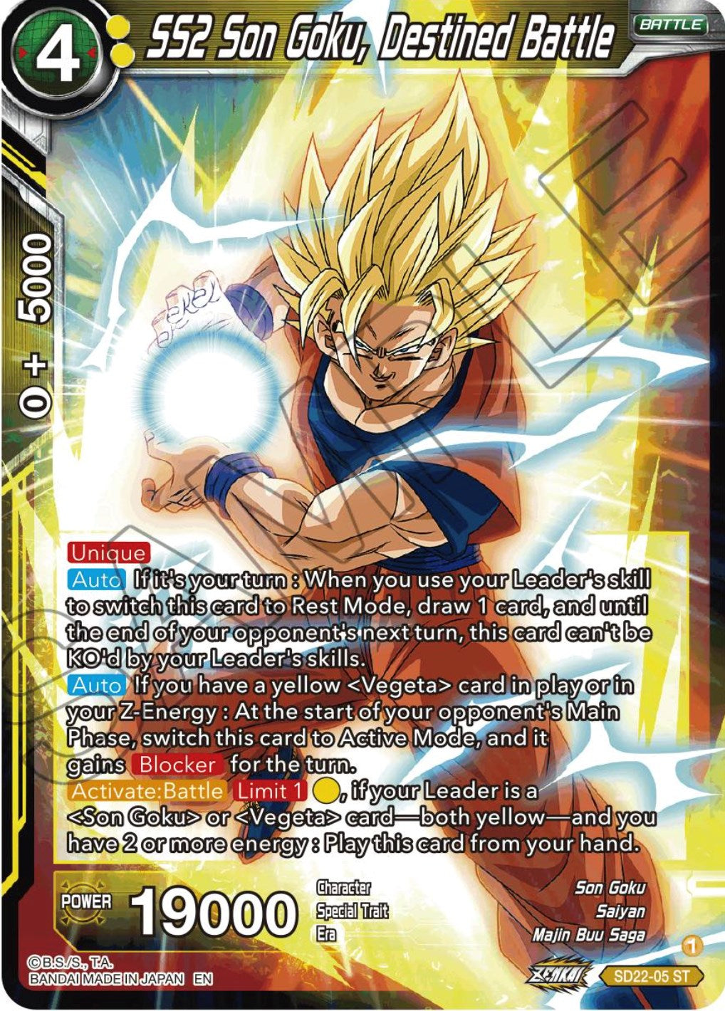 SS2 Son Goku, Destined Battle (Starter Deck Exclusive) (SD22-05) [Power Absorbed] | Enigma On Main