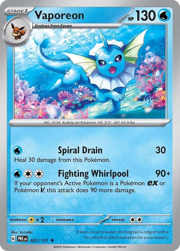 Vaporeon (022/131) [Scarlet & Violet: Prismatic Evolutions] | Enigma On Main