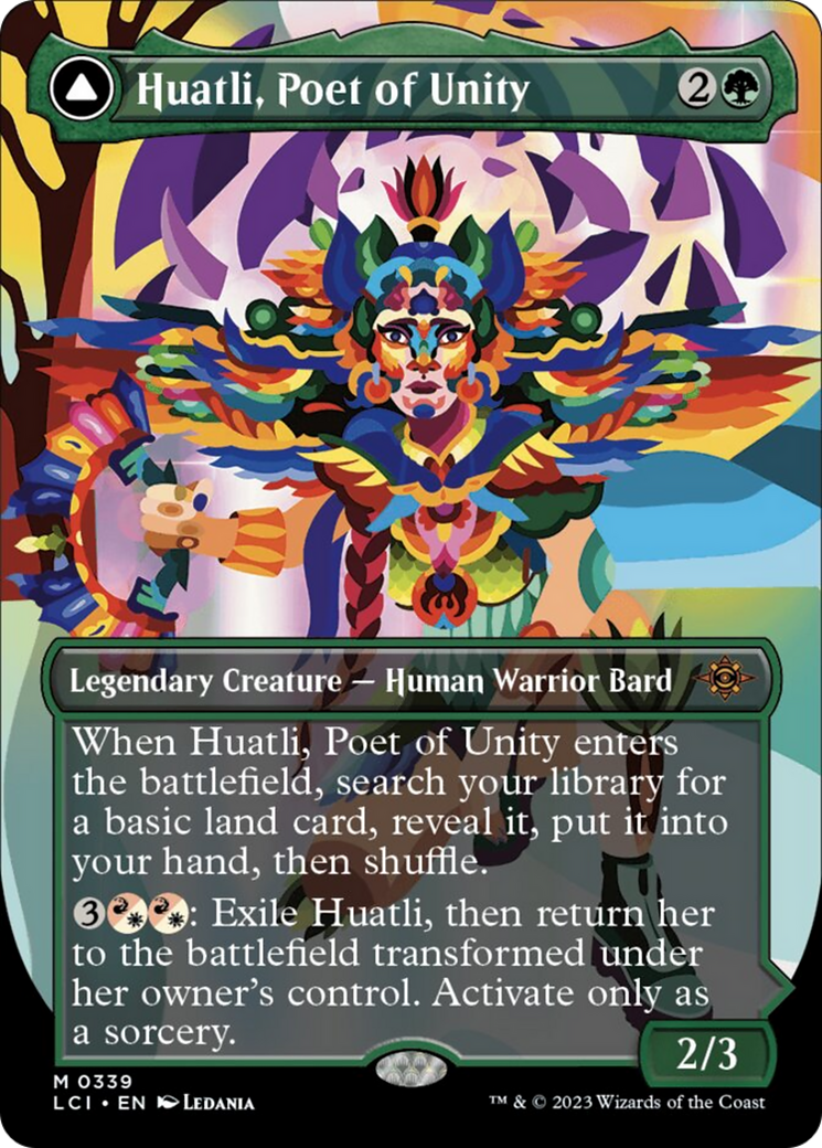 Huatli, Poet of Unity // Roar of the Fifth People (Borderless) [The Lost Caverns of Ixalan] | Enigma On Main