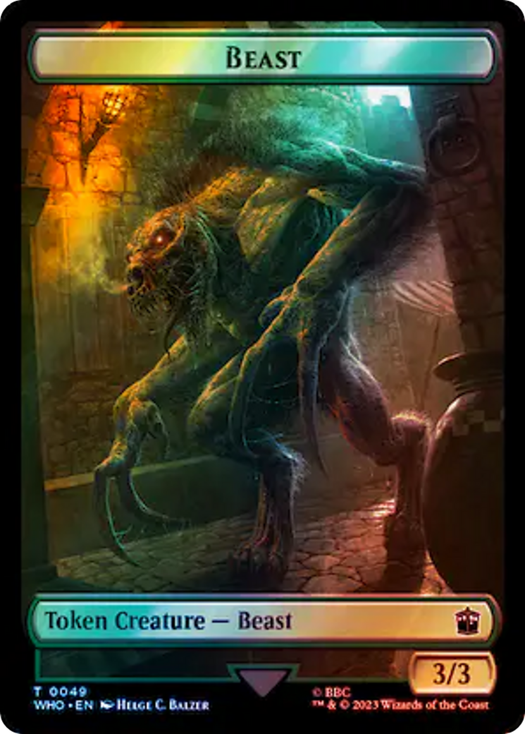 Soldier // Beast Double-Sided Token (Surge Foil) [Doctor Who Tokens] | Enigma On Main