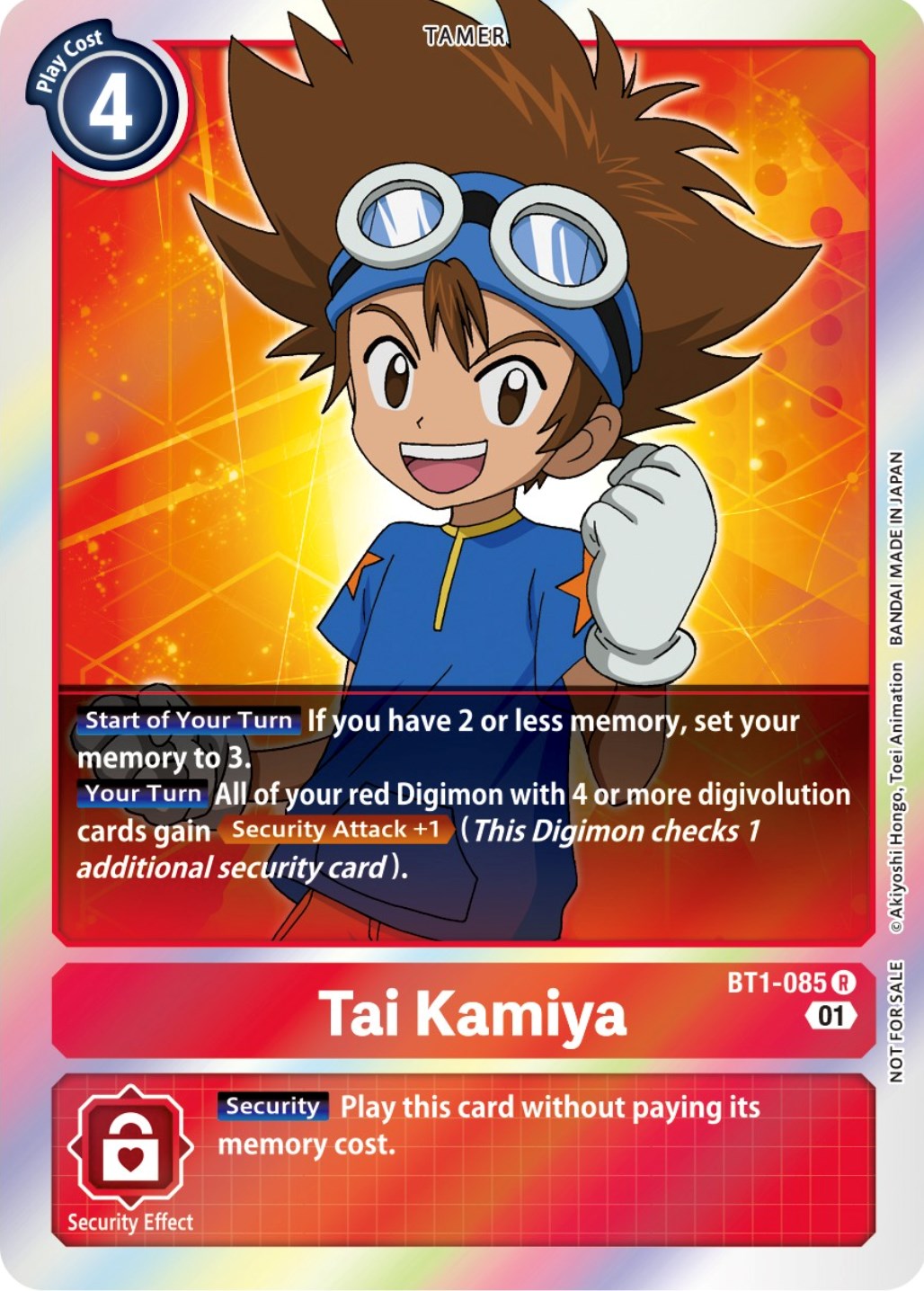 Tai Kamiya [BT1-085] (ST-11 Special Entry Pack) [Release Special Booster Promos] | Enigma On Main