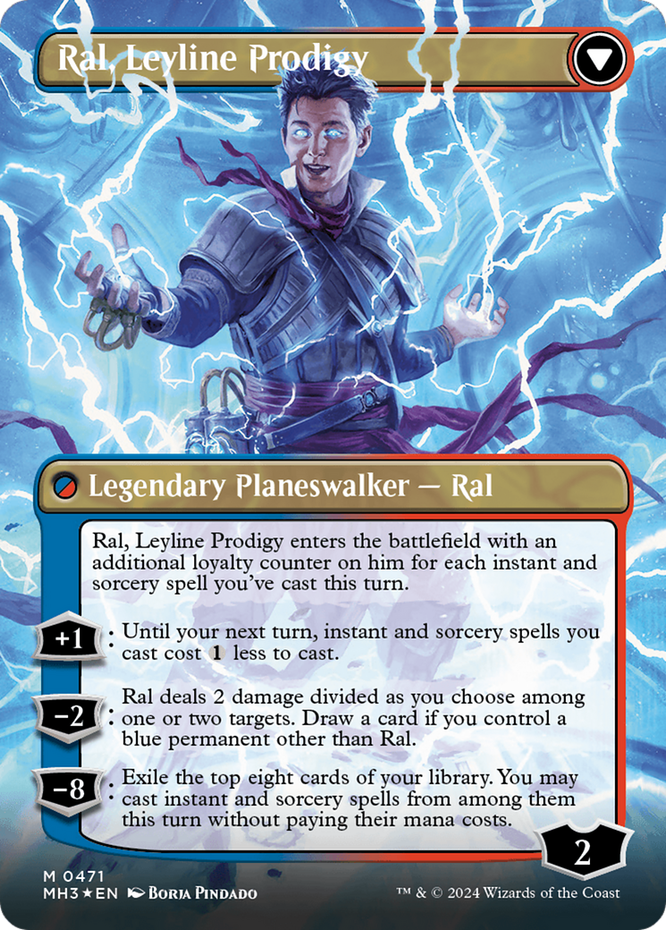 Ral, Monsoon Mage // Ral, Leyline Prodigy (Borderless) (Textured Foil) [Modern Horizons 3] | Enigma On Main