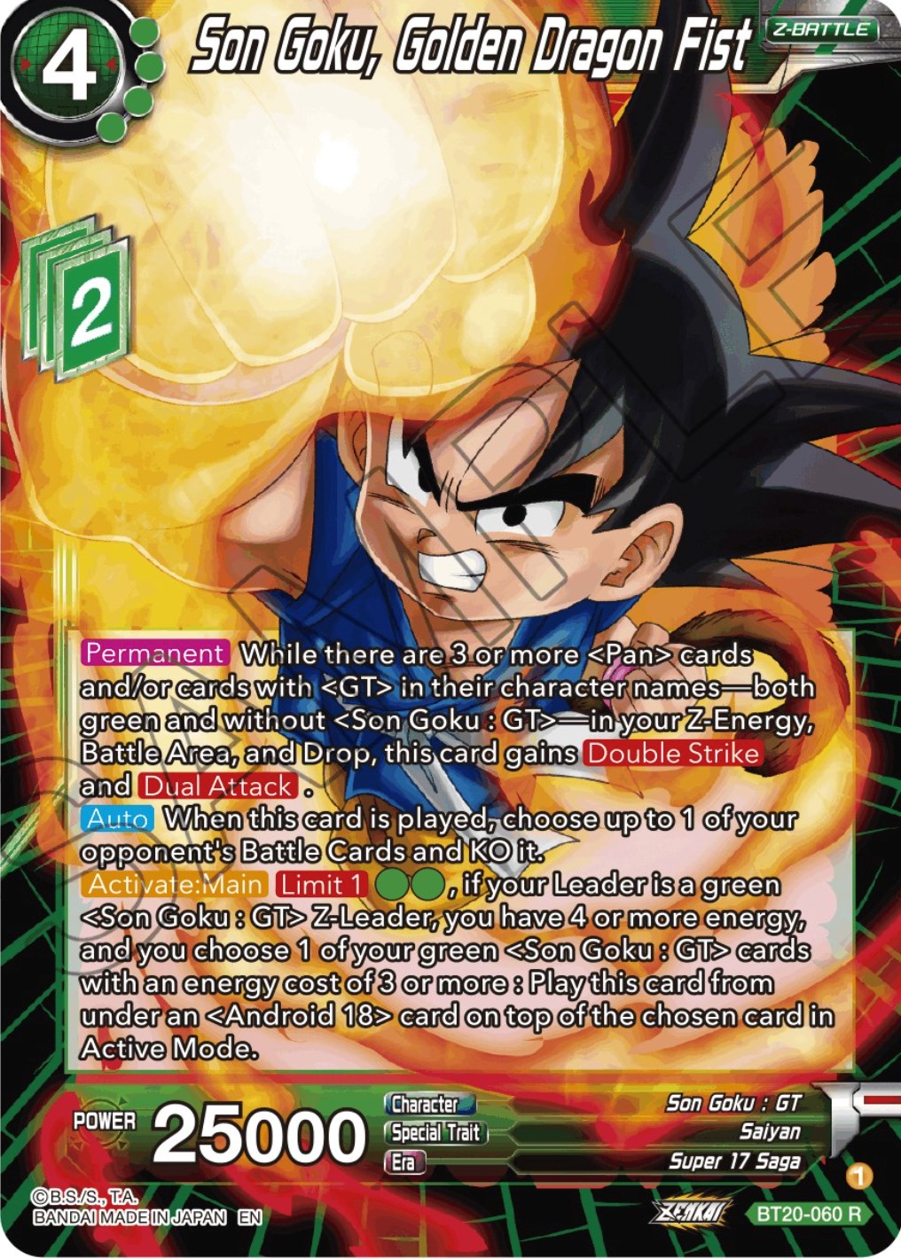 Son Goku, Golden Dragon Fist (BT20-060) [Power Absorbed] | Enigma On Main