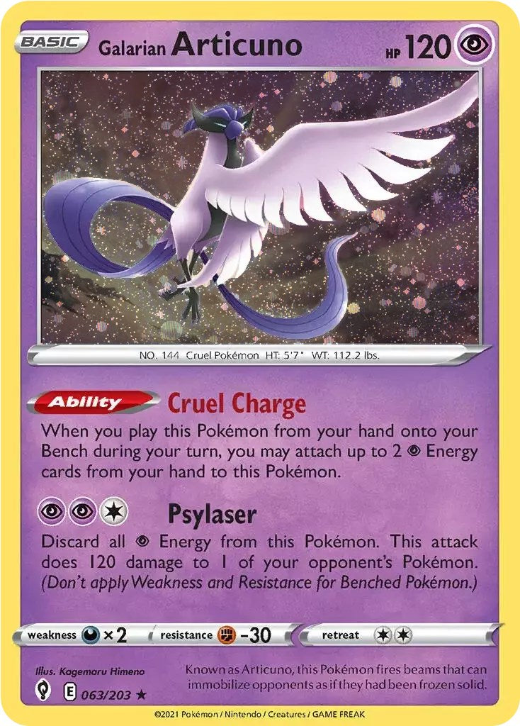 Galarian Articuno (063/203) (Cosmos Holo) [Sword & Shield: Evolving Skies] | Enigma On Main