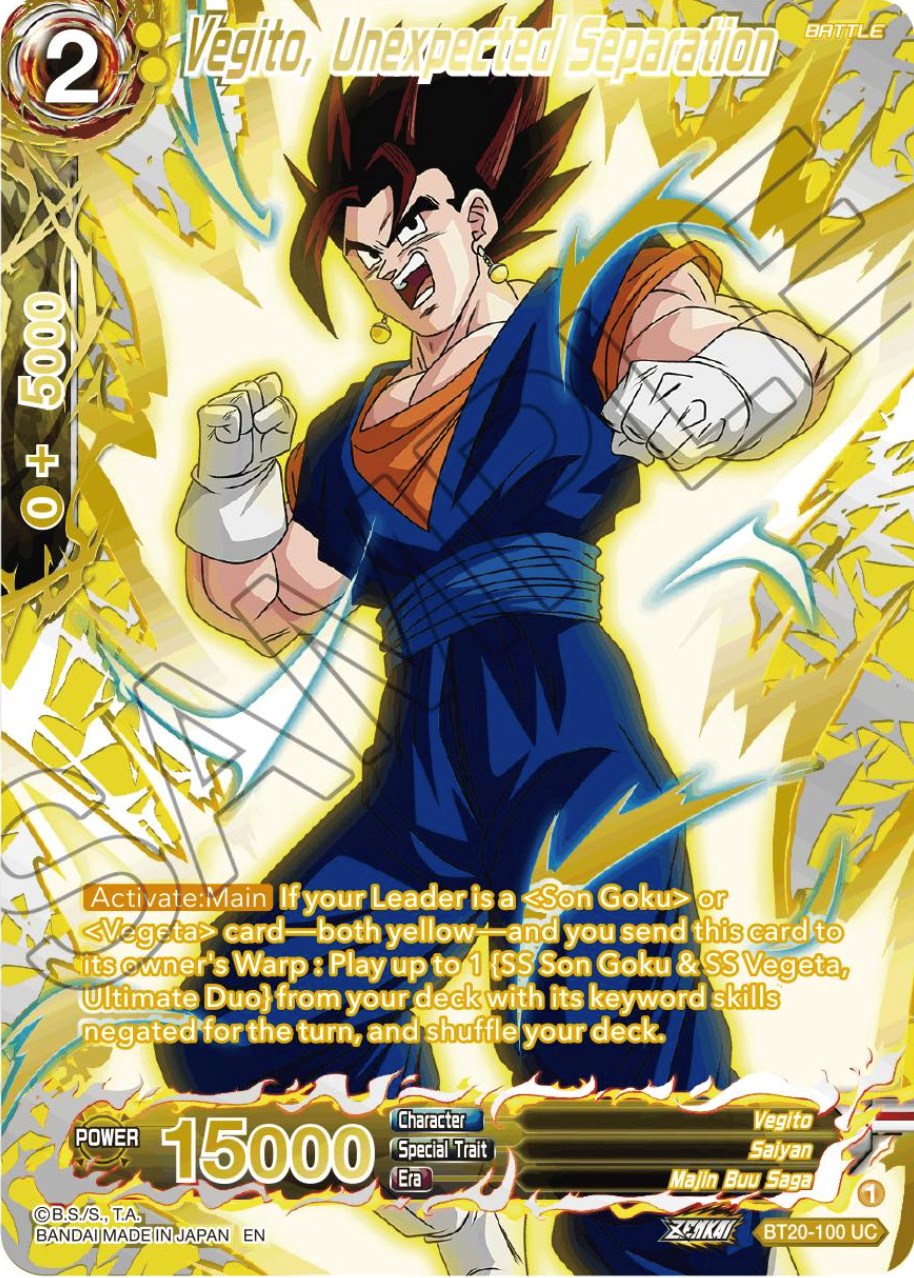 Vegito, Unexpected Separation (Gold-Stamped) (BT20-100) [Power Absorbed] | Enigma On Main
