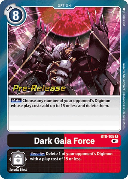 Dark Gaia Force [BT8-105] [New Awakening Pre-Release Cards] | Enigma On Main