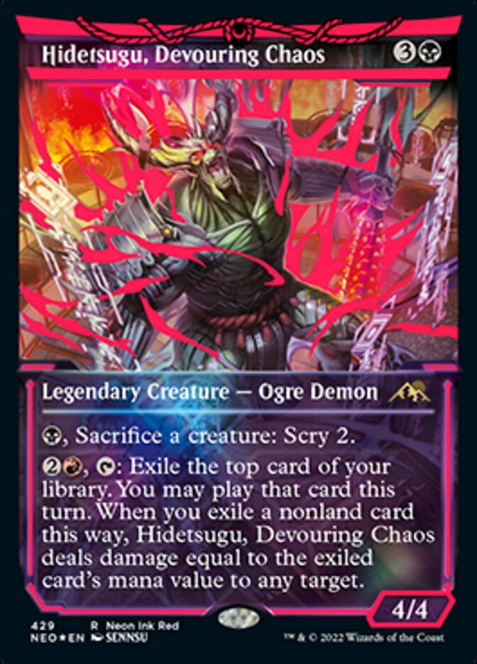 Hidetsugu, Devouring Chaos (Neon Ink Red) [Kamigawa: Neon Dynasty] | Enigma On Main