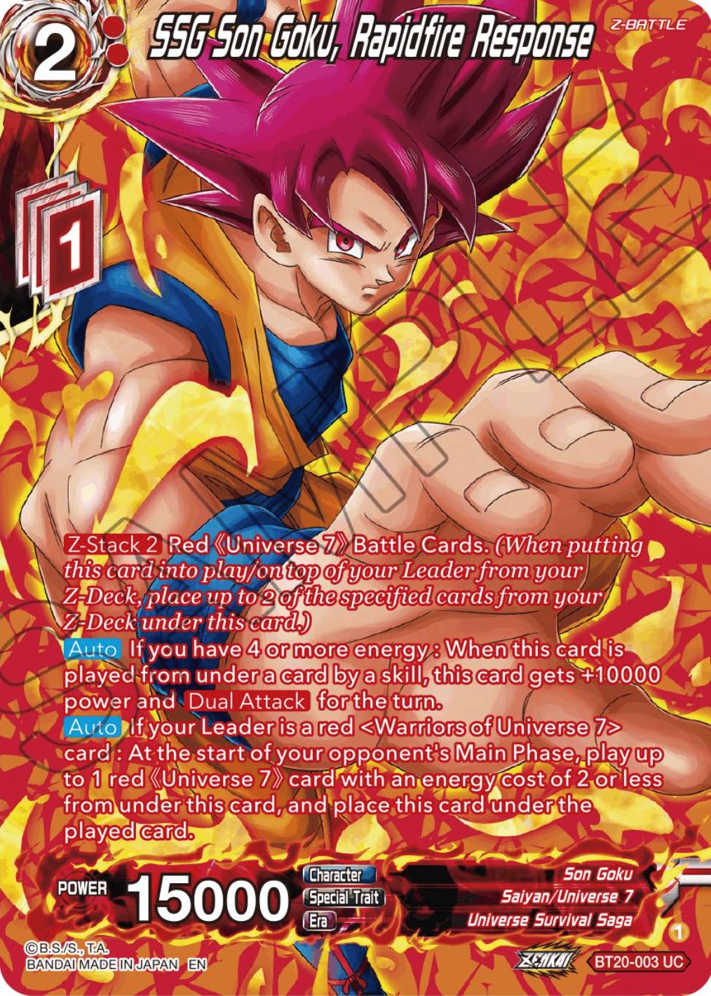 SSG Son Goku, Rapidfire Response (Silver Foil) (BT20-003) [Power Absorbed] | Enigma On Main