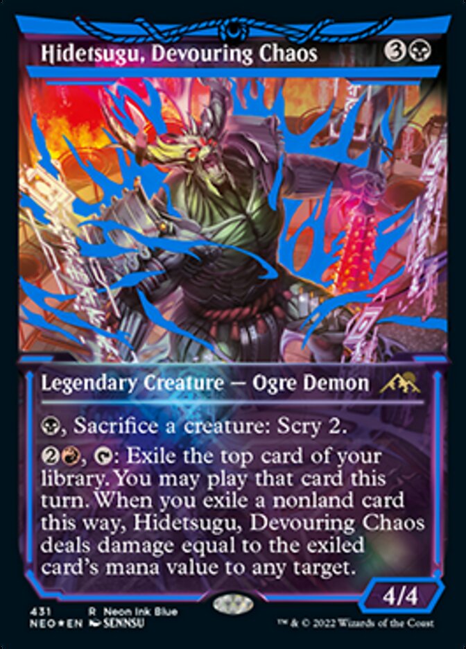 Hidetsugu, Devouring Chaos (Neon Ink Blue) [Kamigawa: Neon Dynasty] | Enigma On Main