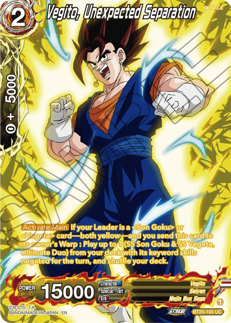 Vegito, Unexpected Separation (Silver Foil) (BT20-100) [Power Absorbed] | Enigma On Main