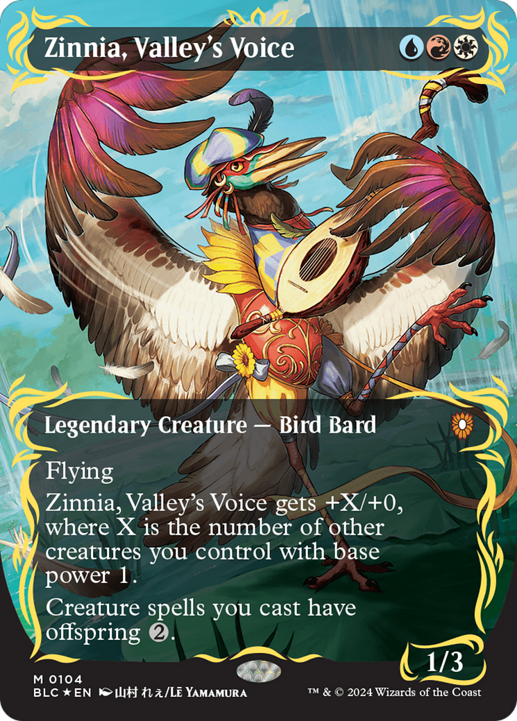 Zinnia, Valley's Voice (Borderless) (Raised Foil) [Bloomburrow Commander] | Enigma On Main