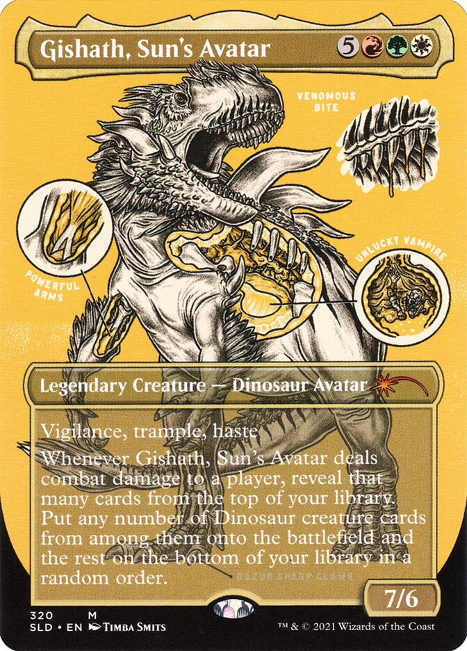 Gishath, Sun's Avatar (Borderless Foil Etched) [Secret Lair Drop Series] | Enigma On Main