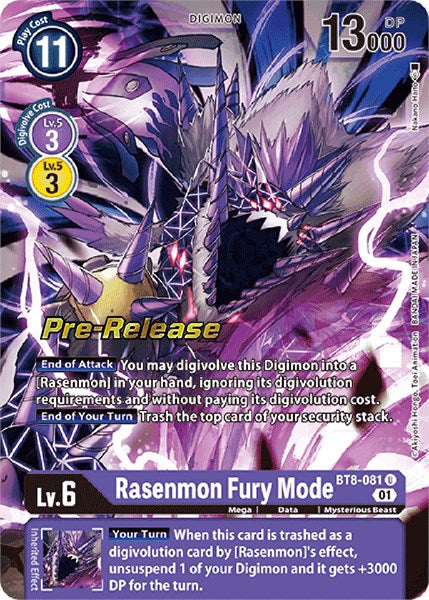 Rasenmon: Fury Mode [BT8-081] [New Awakening Pre-Release Cards] | Enigma On Main