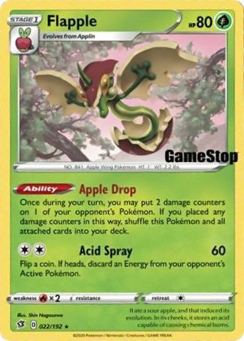 Flapple (022/192) (GameStop Exclusive) [Sword & Shield: Rebel Clash] | Enigma On Main