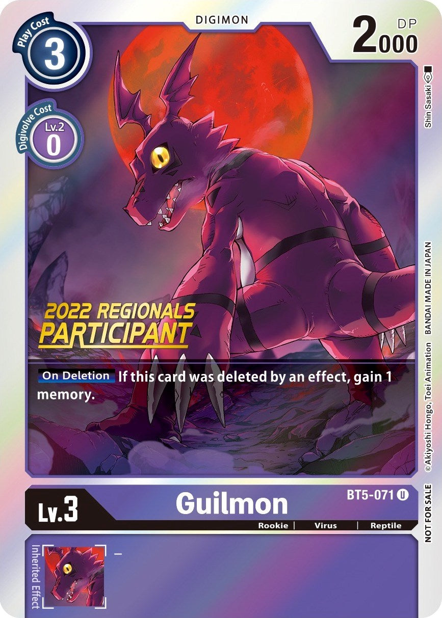 Guilmon [BT5-071] (2022 Championship Offline Regional) (Online Participant) [Battle of Omni Promos] | Enigma On Main