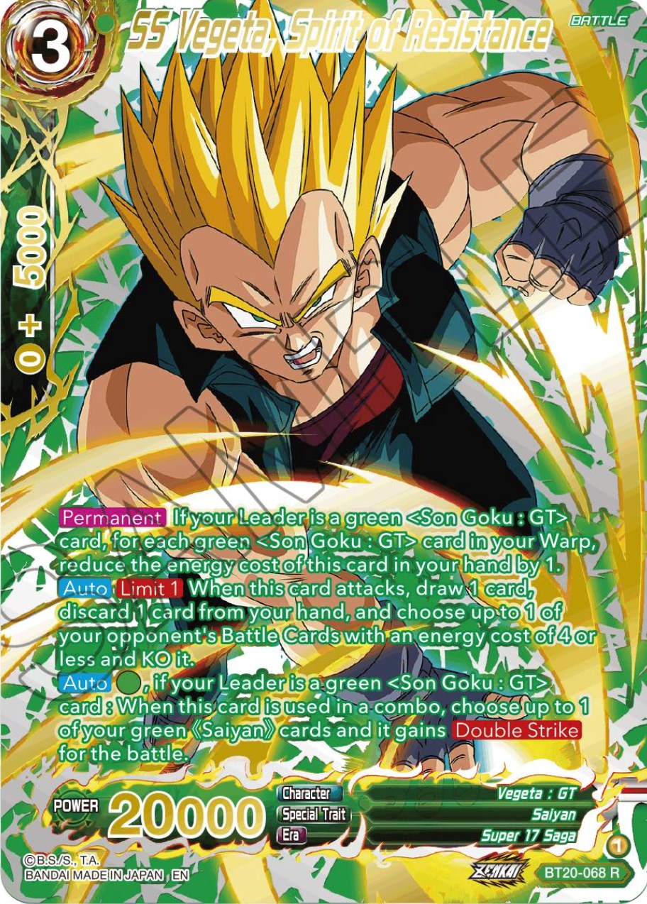 SS Vegeta, Spirit of Resistance (Gold-Stamped) (BT20-068) [Power Absorbed] | Enigma On Main