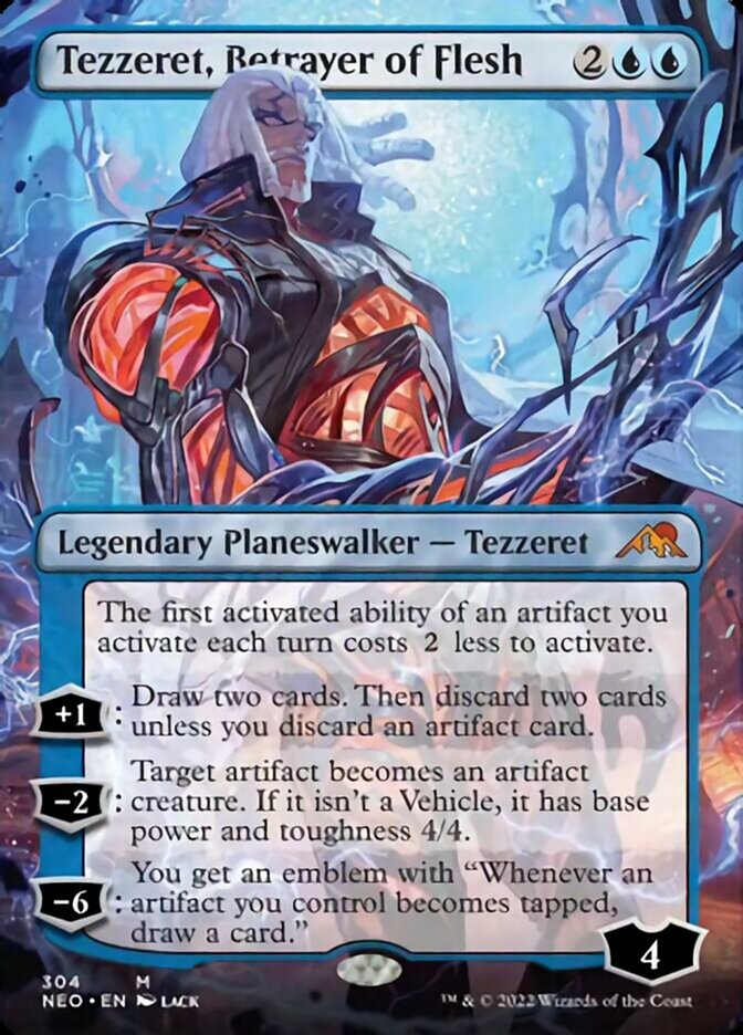 Tezzeret, Betrayer of Flesh (Borderless) [Kamigawa: Neon Dynasty] | Enigma On Main