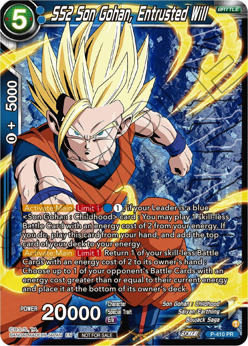 SS2 Son Gohan, Entrusted Will (Zenkai Series Tournament Pack Vol.1 Winner) (P-410) [Tournament Promotion Cards] | Enigma On Main