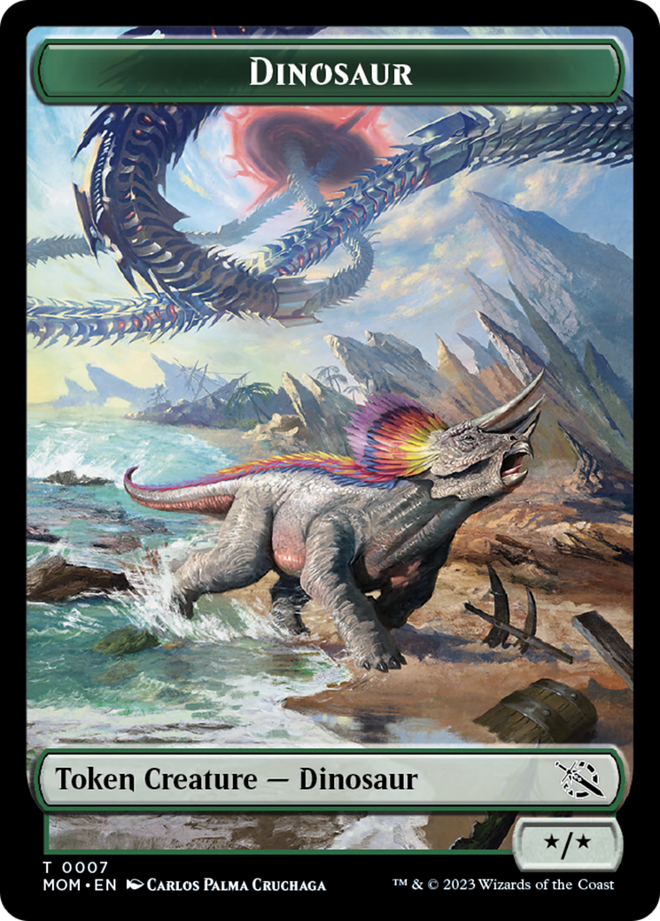 Warrior // Dinosaur Double-Sided Token [March of the Machine Tokens] | Enigma On Main