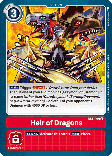 Heir of Dragons [BT4-099] [Great Legend] | Enigma On Main