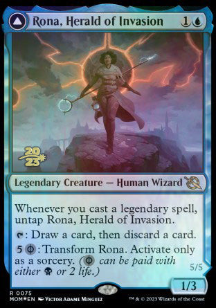 Rona, Herald of Invasion // Rona, Tolarian Obliterator [March of the Machine Prerelease Promos] | Enigma On Main