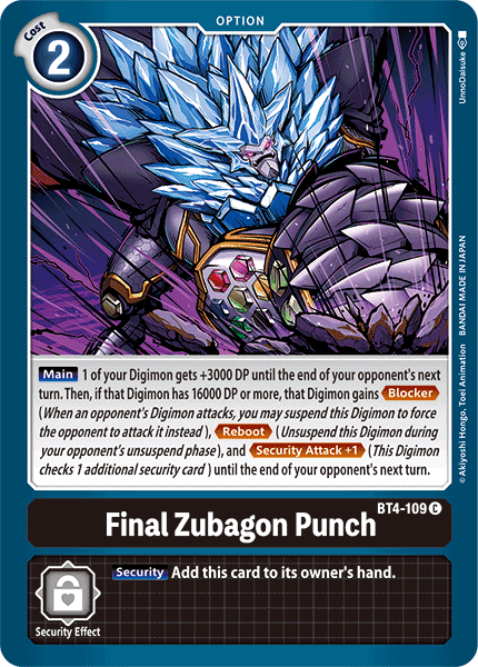 Final Zubagon Punch [BT4-109] [Great Legend] | Enigma On Main