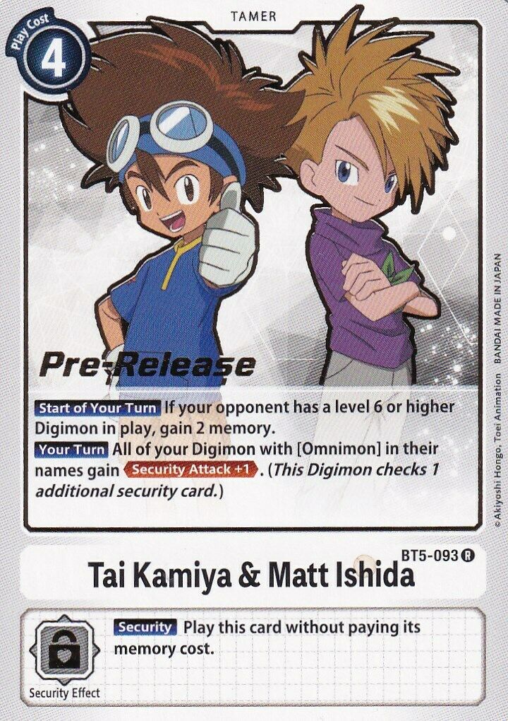 Tai Kamiya & Matt Ishida [BT5-093] [Battle of Omni Pre-Release Promos] | Enigma On Main