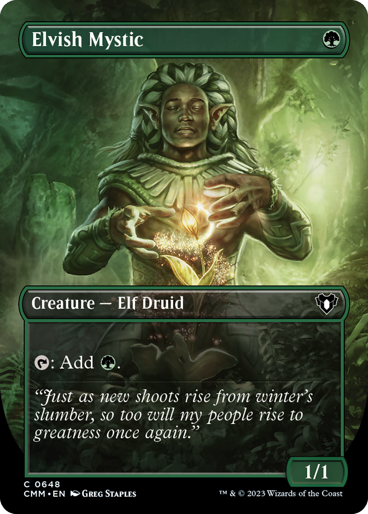 Elvish Mystic (Borderless Alternate Art) [Commander Masters] | Enigma On Main