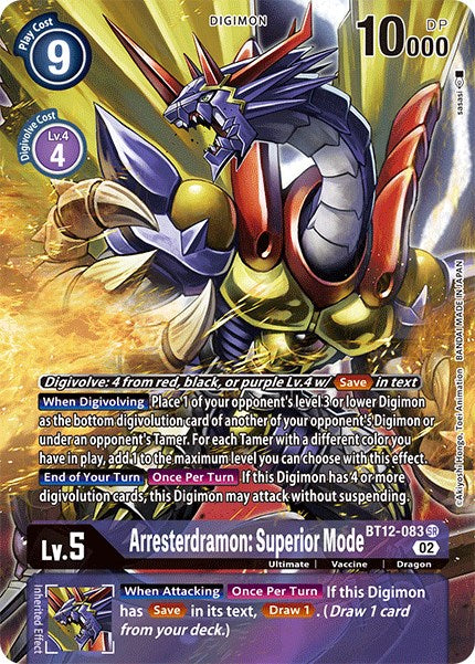 Arresterdramon: Superior Mode [BT12-083] (Alternate Art) [Across Time] | Enigma On Main