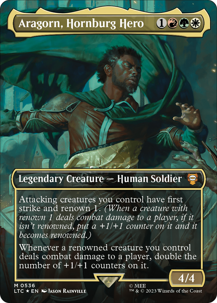 Aragorn, Hornburg Hero (Borderless) (Surge Foil) [The Lord of the Rings: Tales of Middle-Earth Commander] | Enigma On Main