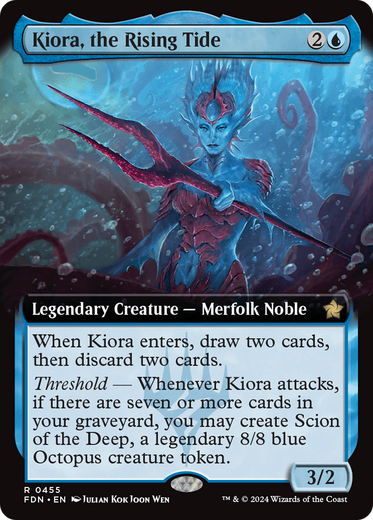 Kiora, the Rising Tide (Extended Art) [Foundations] | Enigma On Main