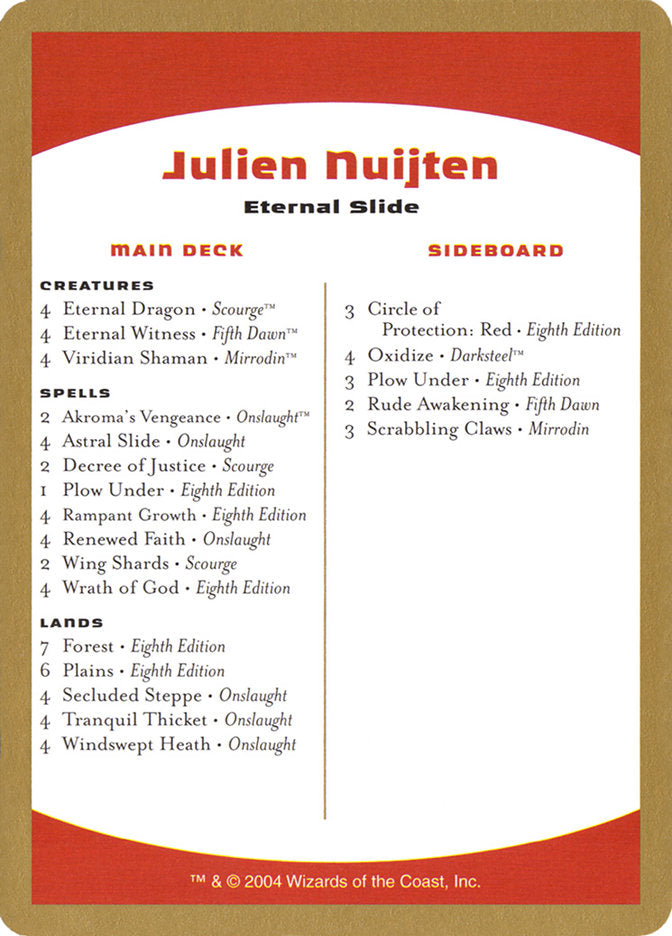 Julien Nuijten Decklist [World Championship Decks 2004] | Enigma On Main