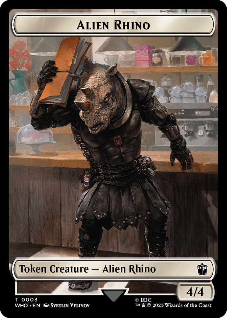 Alien Rhino // Alien Salamander Double-Sided Token (Surge Foil) [Doctor Who Tokens] | Enigma On Main