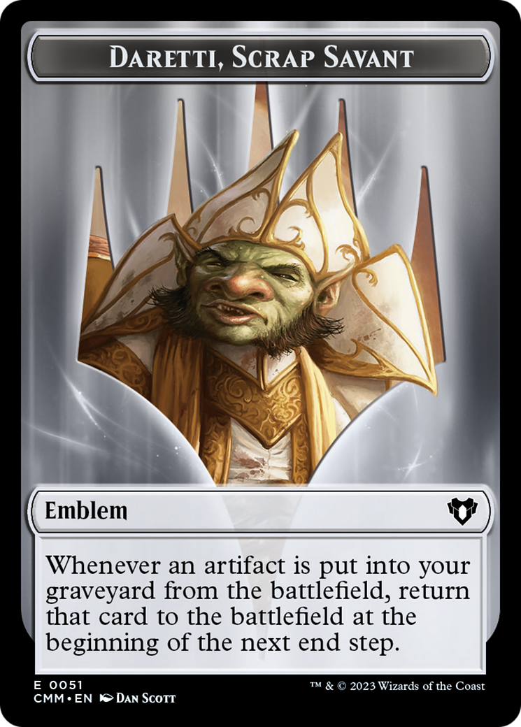 Soldier (0009) // Daretti, Scrap Savant Emblem Double-Sided Token [Commander Masters Tokens] | Enigma On Main