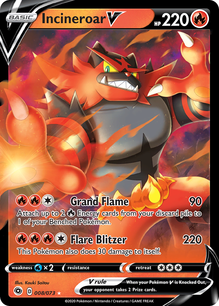 Incineroar V (008/073) [Sword & Shield: Champion's Path] | Enigma On Main