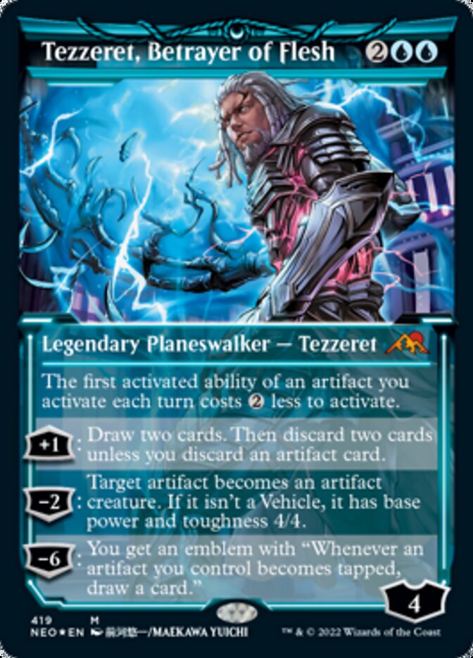 Tezzeret, Betrayer of Flesh (Showcase) (Foil Etched) [Kamigawa: Neon Dynasty] | Enigma On Main