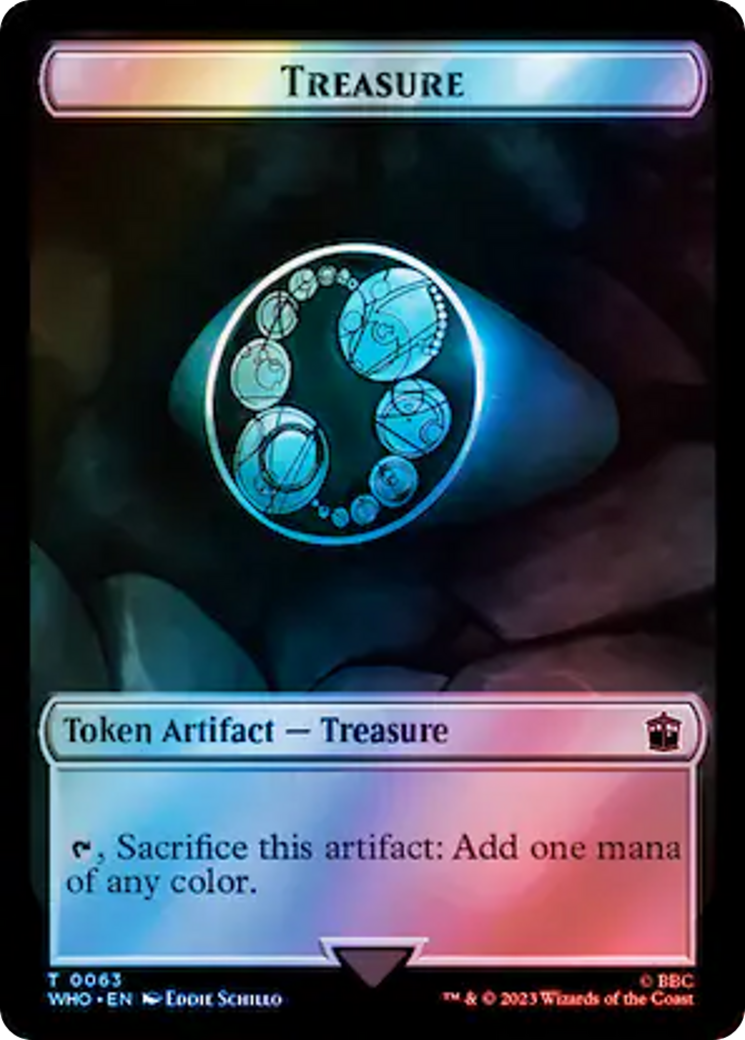 Alien Angel // Treasure (0063) Double-Sided Token (Surge Foil) [Doctor Who Tokens] | Enigma On Main