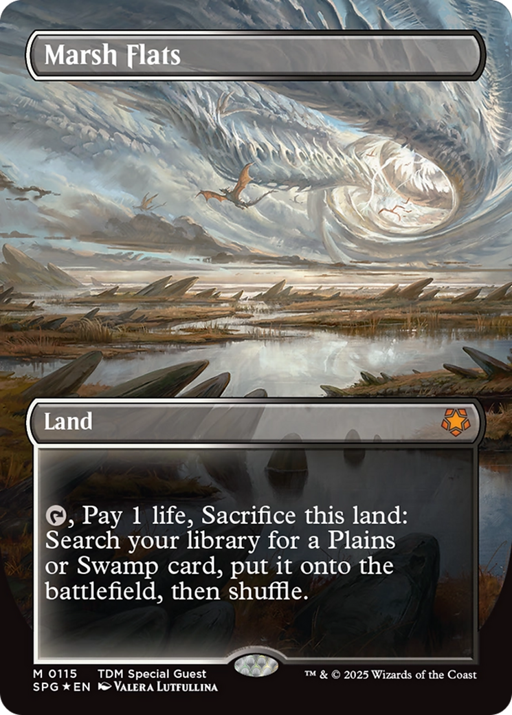 Marsh Flats (Borderless) (Dragonscale Foil) [Tarkir: Dragonstorm Special Guests] | Enigma On Main