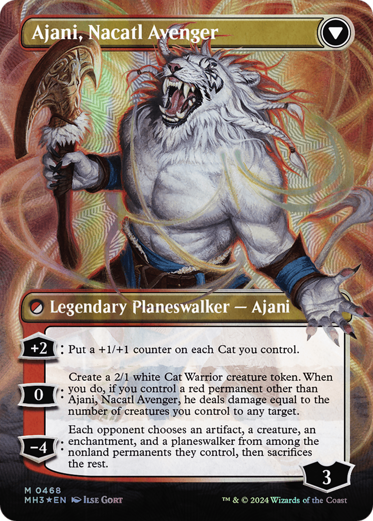 Ajani, Nacatl Pariah // Ajani, Nacatl Avenger (Borderless) (Textured Foil) [Modern Horizons 3] | Enigma On Main