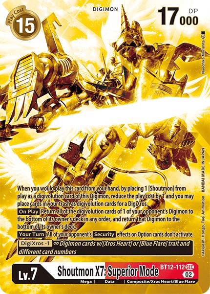 Shoutmon X7: Superior Mode [BT12-112] (Alternate Art - Gold) [Across Time] | Enigma On Main