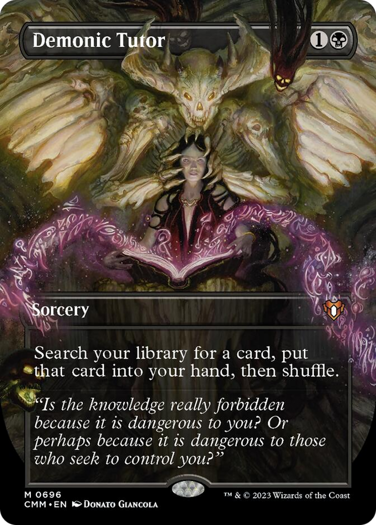 Demonic Tutor (Borderless Alternate Art) [Commander Masters] | Enigma On Main