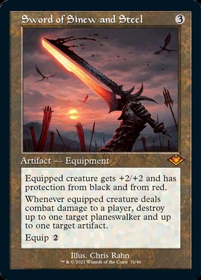 Sword of Sinew and Steel (Retro Foil Etched) [Modern Horizons] | Enigma On Main