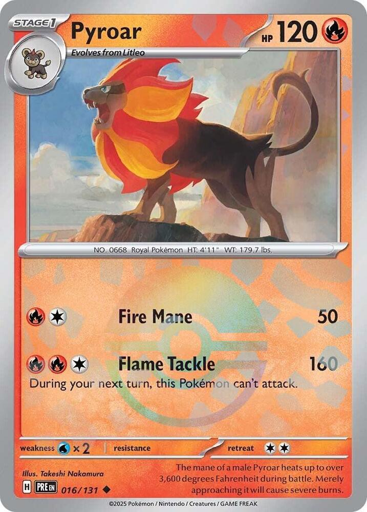 Pyroar (016/131) (Poke Ball Pattern) [Scarlet & Violet: Prismatic Evolutions] | Enigma On Main