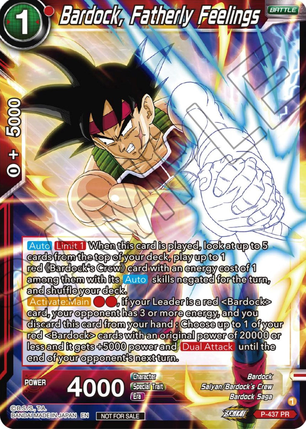 Bardock, Fatherly Feelings (Zenkai Series Tournament Pack Vol.2) (P-437) [Tournament Promotion Cards] | Enigma On Main