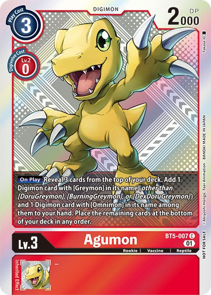 Agumon [BT5-007] (New Awakening Pre-Release Tournament Winner Card) [New Awakening Pre-Release Promos] | Enigma On Main